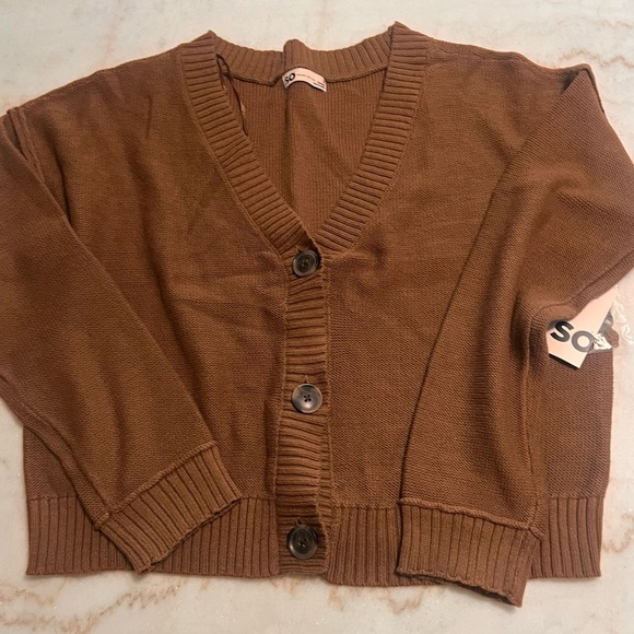 SO Chocolate Button-Up Women's Cardigan Size M New With Tags - Picture 1 of 5